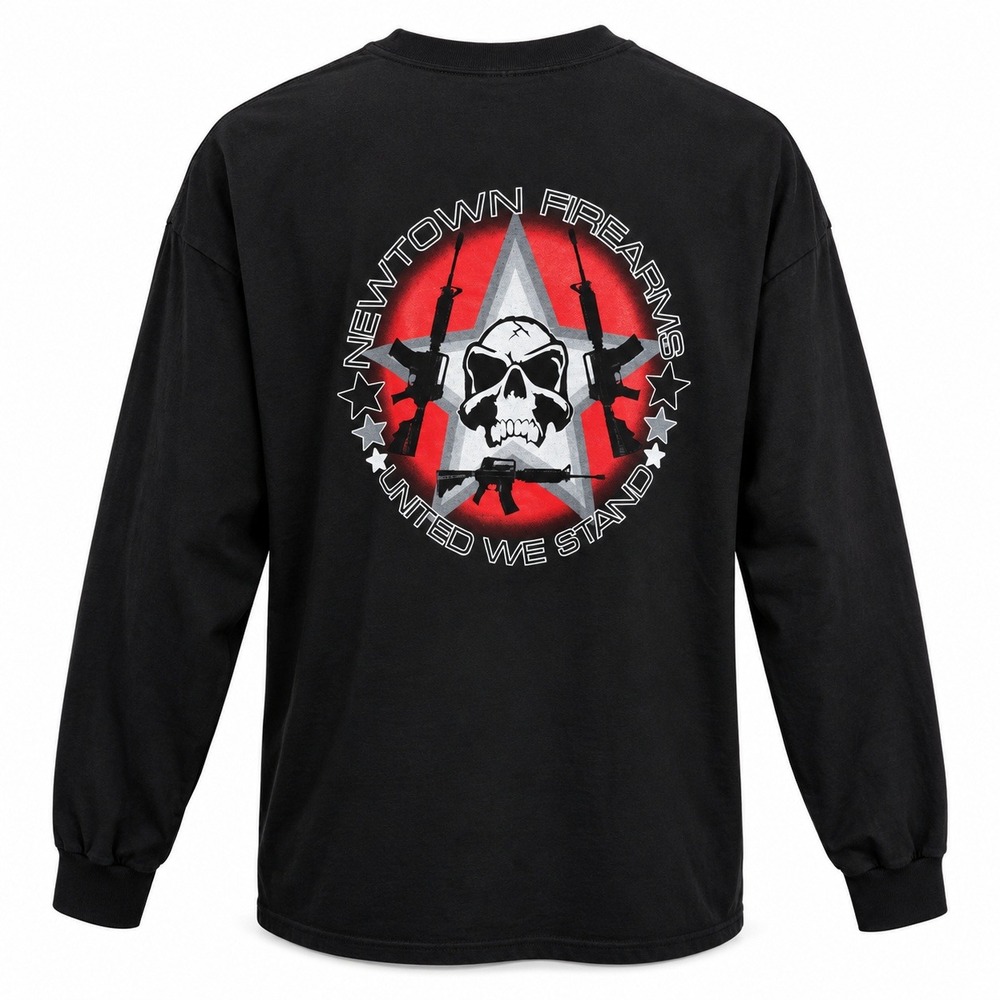 Hanes Beefy-T Newtown Firearms United We Stand Long Sleeve Shirt Black 2XL